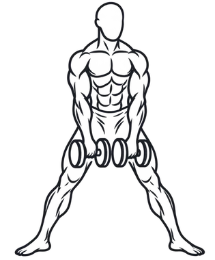 Dumbbell Sumo Deadlift, position 3 of 3
