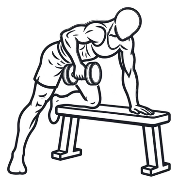 One-Arm Dumbbell Row, position 2 of 3