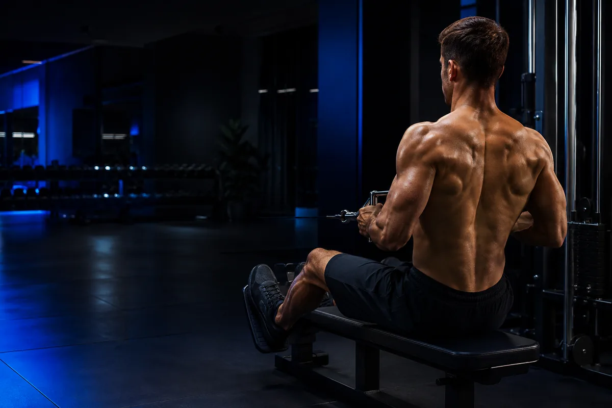 Athlete performing a seated row